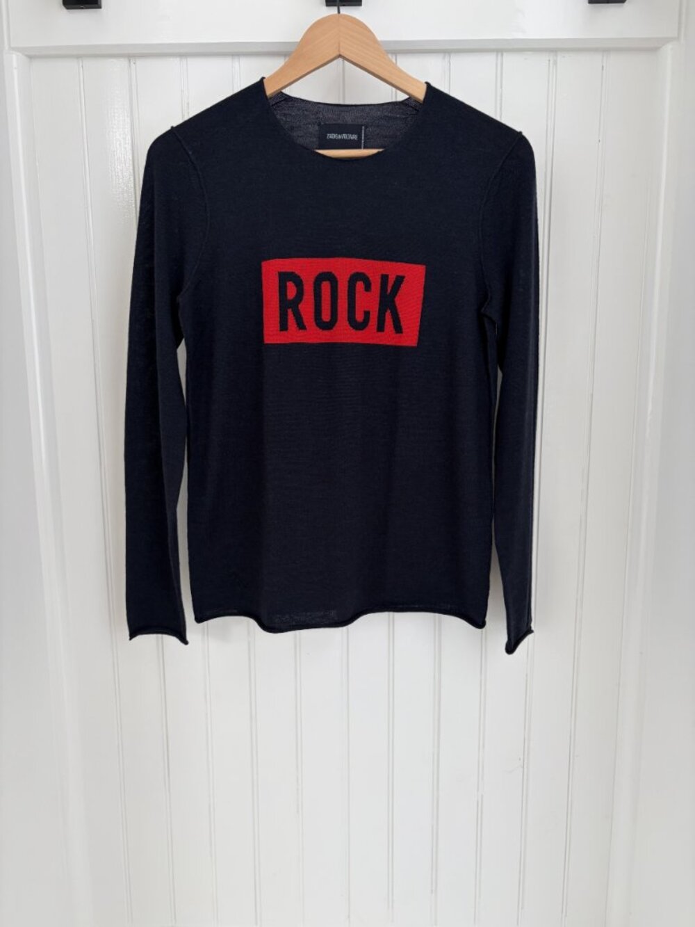 Zadig & Voltaire Gwendal Bis ROCK Merino Wool Sweater Navy Crewneck Size S